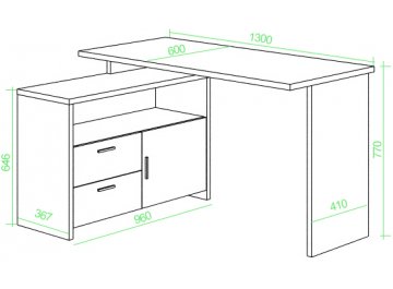 Письменный стол СКЛ-ПРЯМ130+ТБЛ