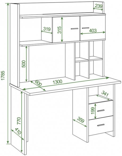 Письменный стол Беланта-Прям130Р+НКЛХ-130 КВ карамель / дуб венге