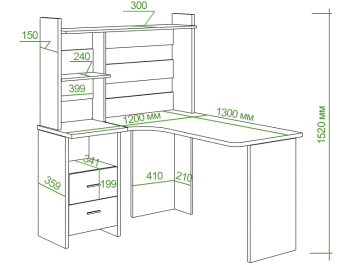 Письменный стол СКЛ-Угл130+НКЛ-120