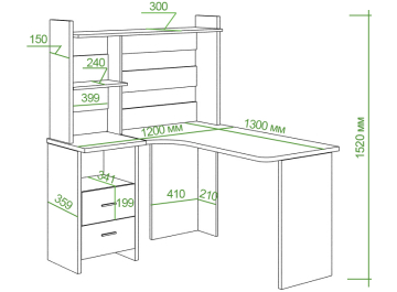 Письменный стол Беланта-Угл130+НКЛ-120