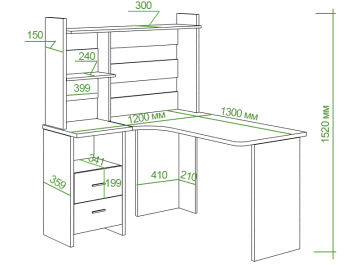 Письменный стол СКЛ-Угл130+НКЛ-120