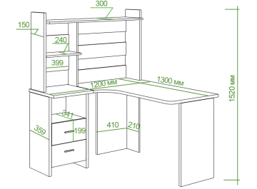 Письменный стол СКЛ-Угл130+НКЛ-120