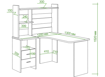 Письменный стол СКЛ-Угл130+НКЛ-120
