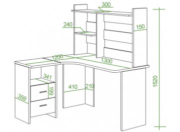 Письменный стол СКЛ-Угл130+НКЛ-130