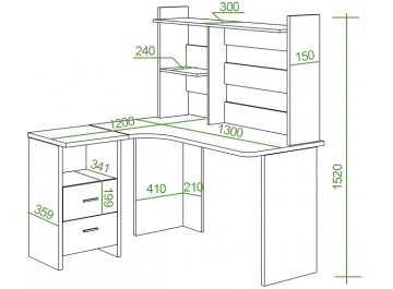 Письменный стол СКЛ-Угл130+НКЛ-130