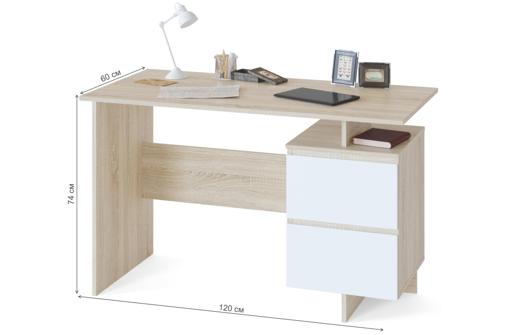 Письменный стол СПМ-19 дуб сонома / белый 