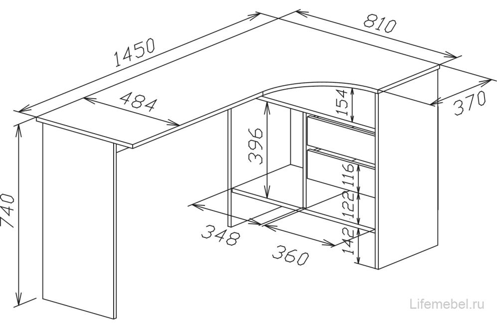 Письменный стол СПм-25 левый бетон