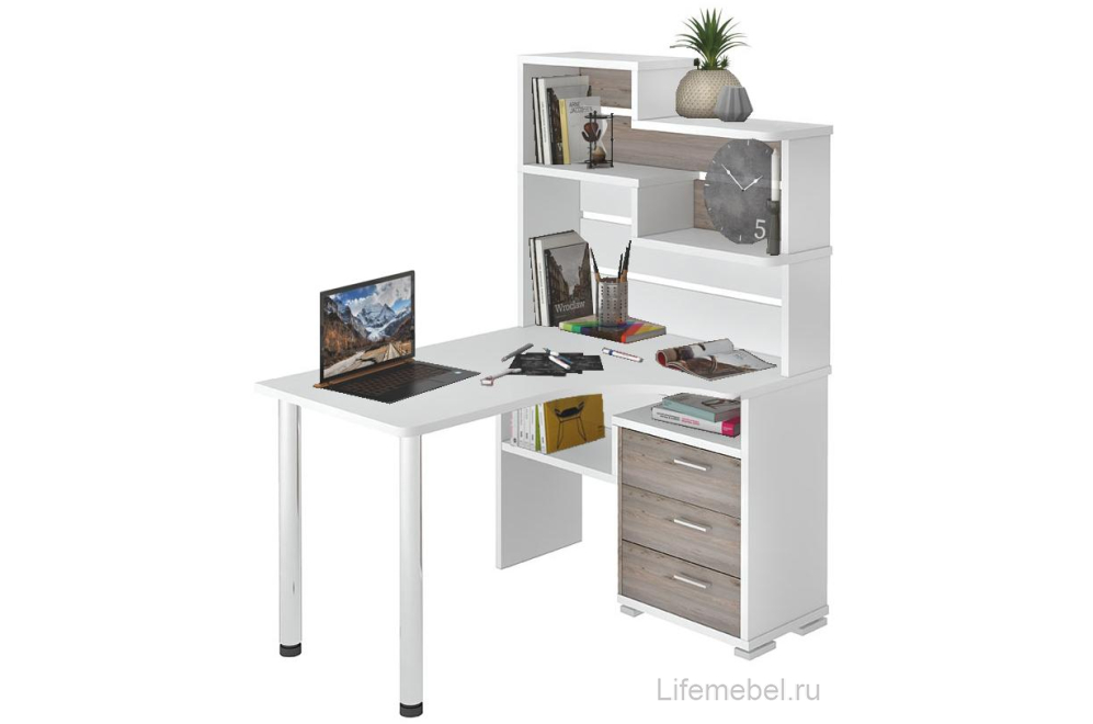 Письменный стол СР-132-130 БЕН-ПРАВ правый белый / нельсон