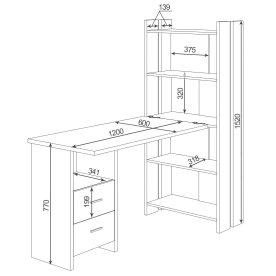 Письменный стол Лоревро-ОВ+Столешница120Прям КШ