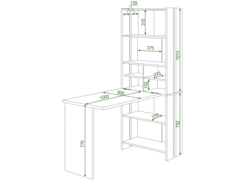 Письменный стол СТЛ-ОВХ+Столешница100Прям КШ