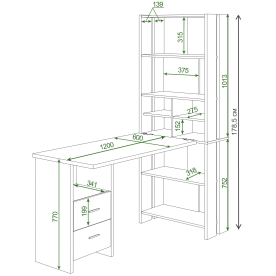 Письменный стол СТЛ-ОВХ+Столешница120Прям КШ