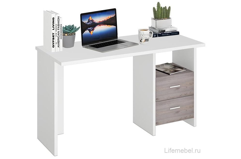 Письменный стол Беланта-Прям130 БЕН белый / нельсон