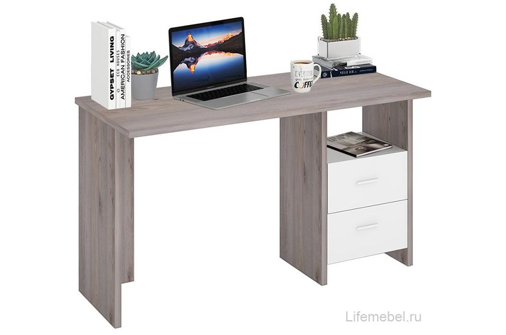 Письменный стол Беланта-Прям130 НБЕ нельсон / белый