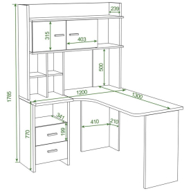 Письменный стол СКЛ-Угл130+НКЛХ -120 НБЕ ПРАВ
