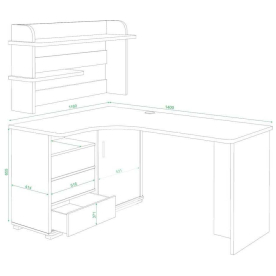 Письменный стол СР-145 К-ПРАВ правый