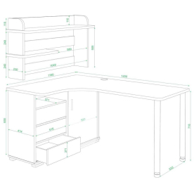 Письменный стол СР-145М КШК-ПРАВ правый