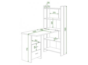 Письменный стол Лоревро-ОВ+С100РПрям БЕ
