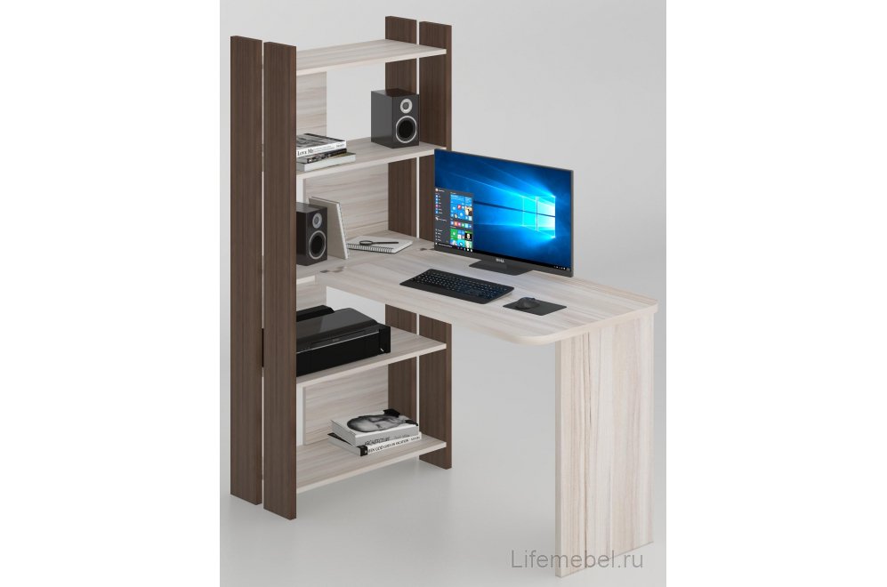 Письменный стол СТЛ-ОВ+С100РПрям без тумбы ШК шамони / карамель