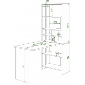 Письменный стол СТЛ-ОВХ +С100Прям без тумбы БЕ