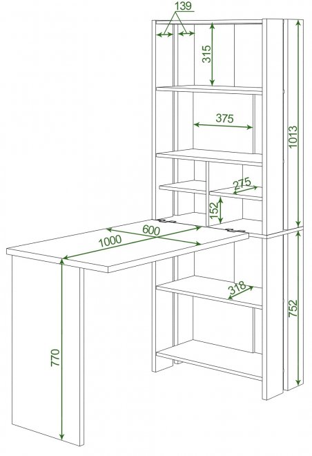 Письменный стол СТЛ-ОВХ +С100Прям без тумбы БЕН белый / нельсон