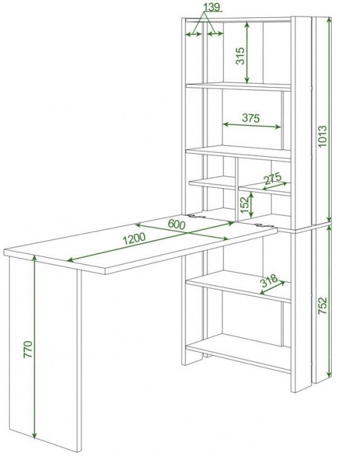 Письменный стол СТЛ-ОВХ +С120Прям без тумбы Ш шамони