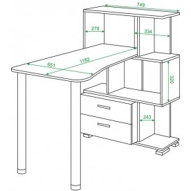 Письменный стол СЛ-5-3СТ-2+БЯ Н