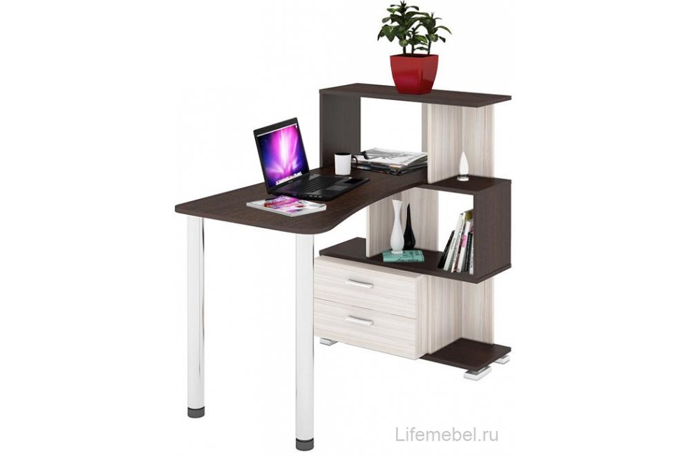 Письменный стол Валевро-5-3СТ-2+БЯ ВКВК венге / карамель / венге / карамель