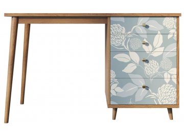 Компьютерный стол Воаб орех / принт 39 с одной тумбой