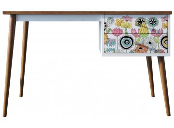 Компьютерный стол Воаб орех / принт 22 с одной тумбой