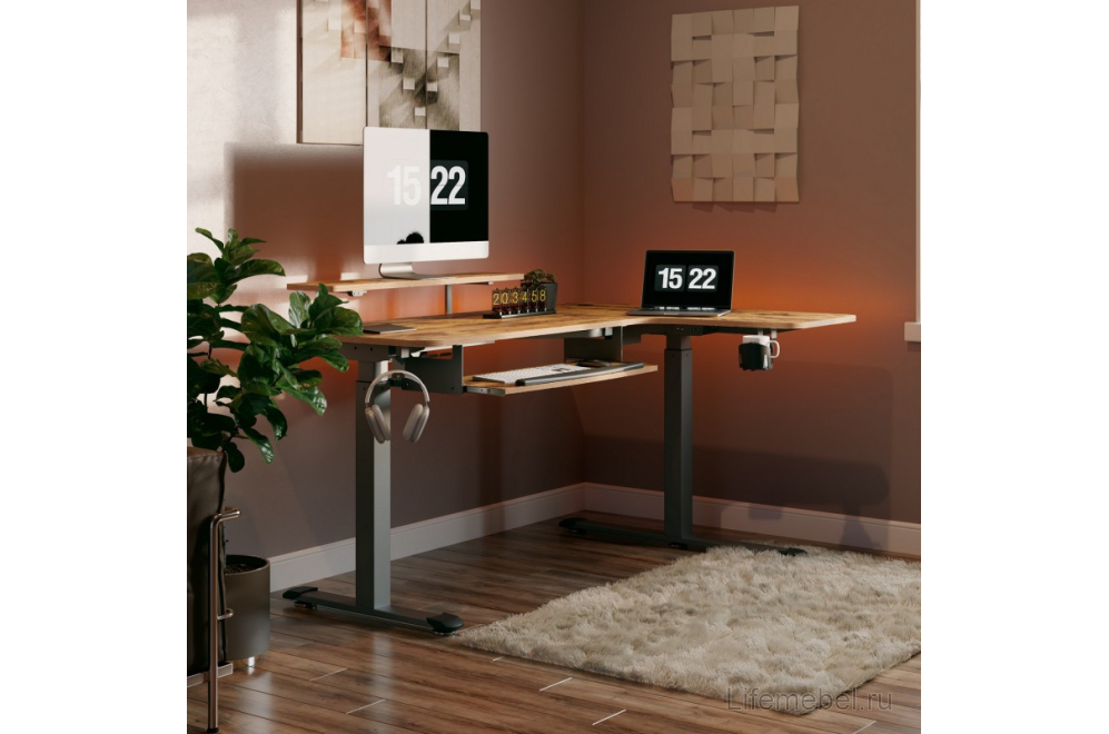 Компьютерный стол угловой правый ERK-L60R-RB коричневый