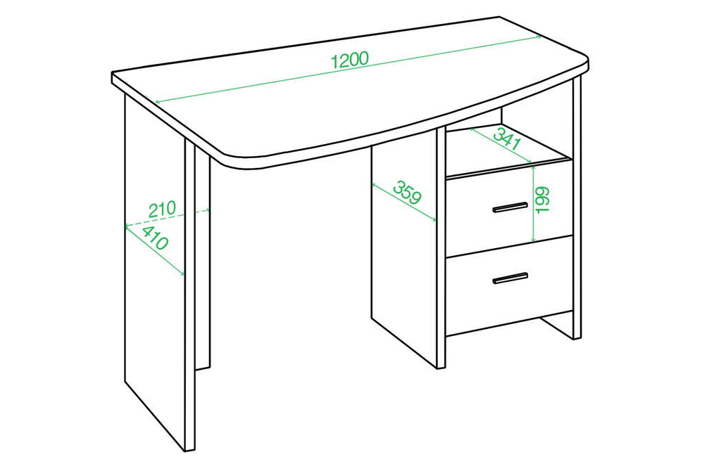 Стол компьютерный 120 х 60 см круглый нельсон левый