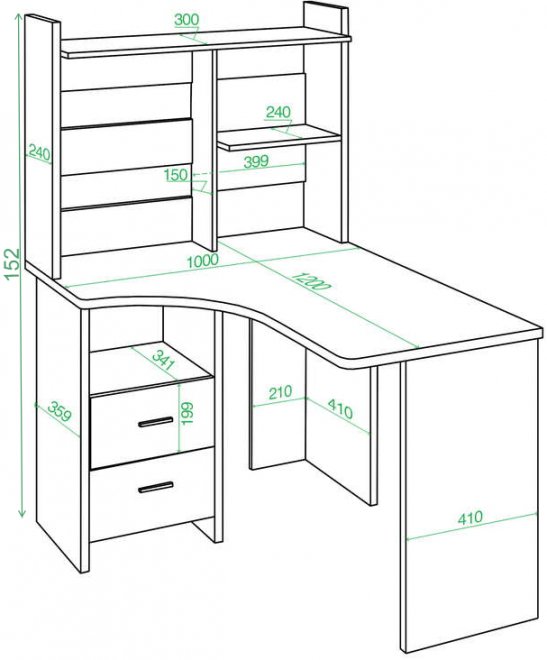 Стол компьютерный Норина 100 x 120 см угловой белый левый
