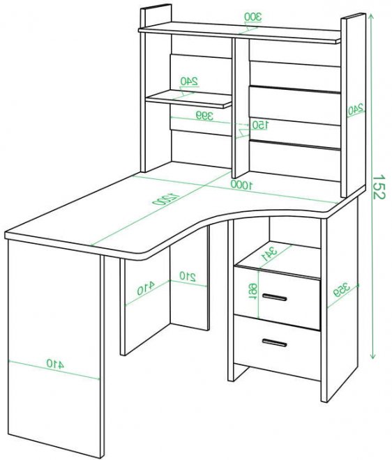 Стол компьютерный Норина 100 x 120 см угловой белый правый