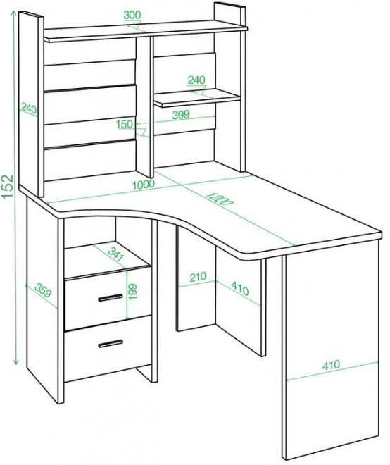Стол компьютерный Норина 100 x 120 см угловой венге левый