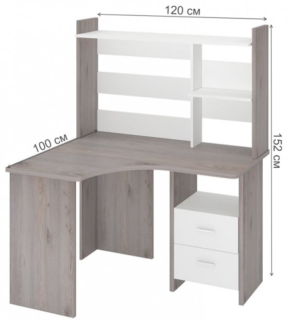 Стол компьютерный Орина см угловой нельсон / белый левый