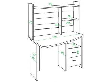 Компьютерный стол с надстройкой 120х60