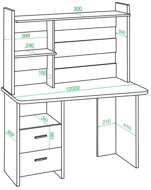 Стол компьютерный с надстройкой 120 х 60 см трапеция белый / нельсон правый