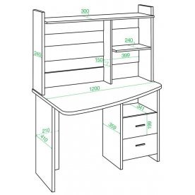 Компьютерный стол с надстройкой 120х60