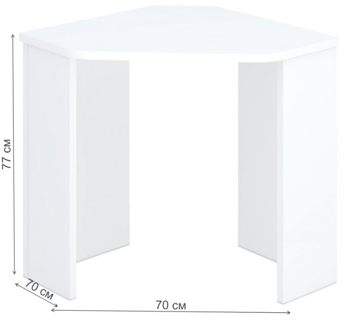 Стол компьютерный угловой 70 х 70 см белый