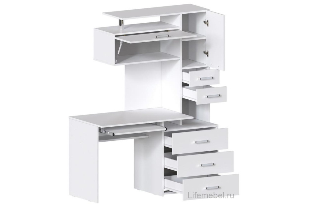 Стол компьютерный Джаз-17 белый левый