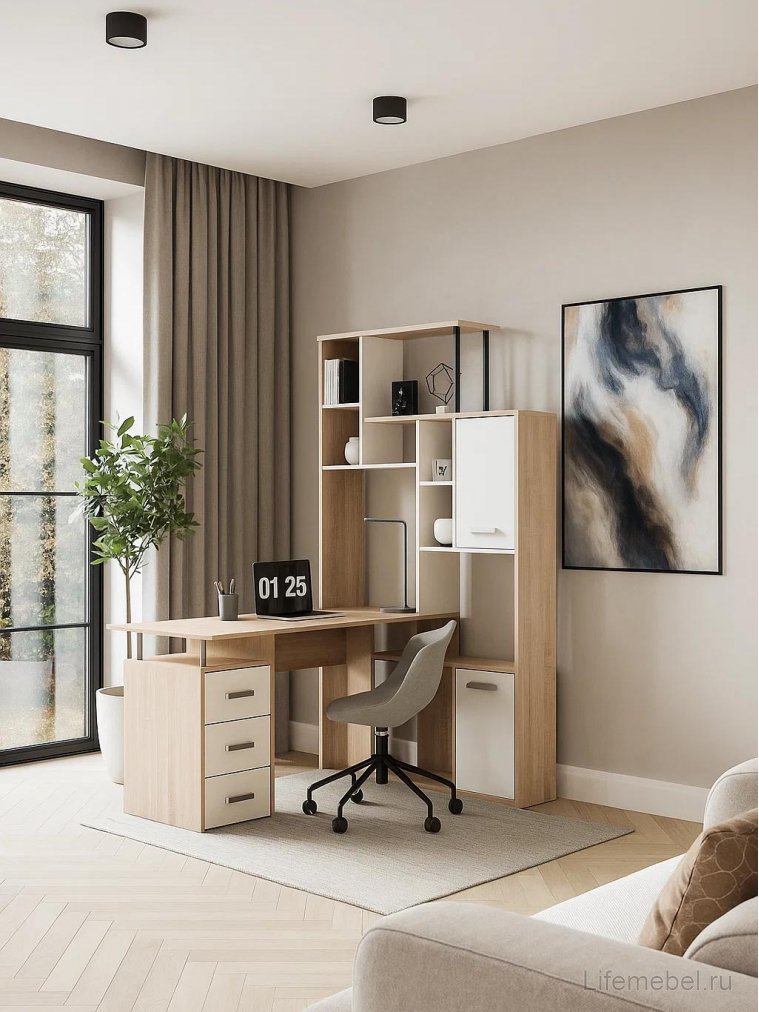 Компьютерный стол КС15 правый дуб сонома