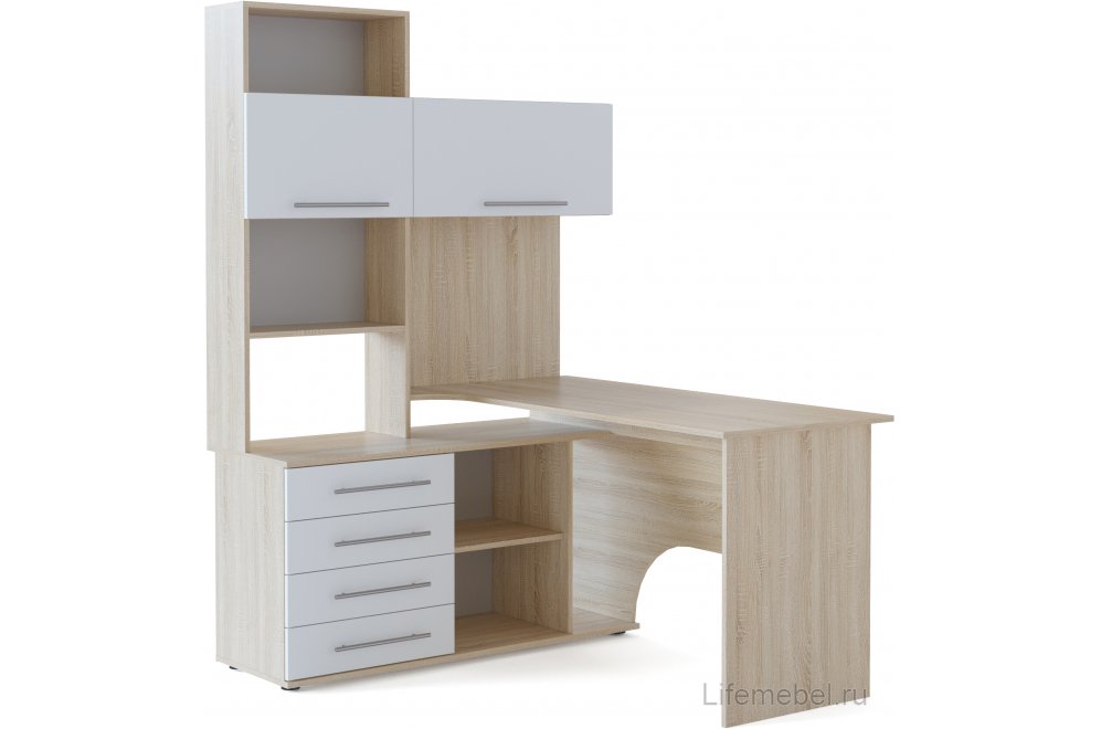 Стол компьютерный КСТ-14.1Л левый дуб сонома / белый