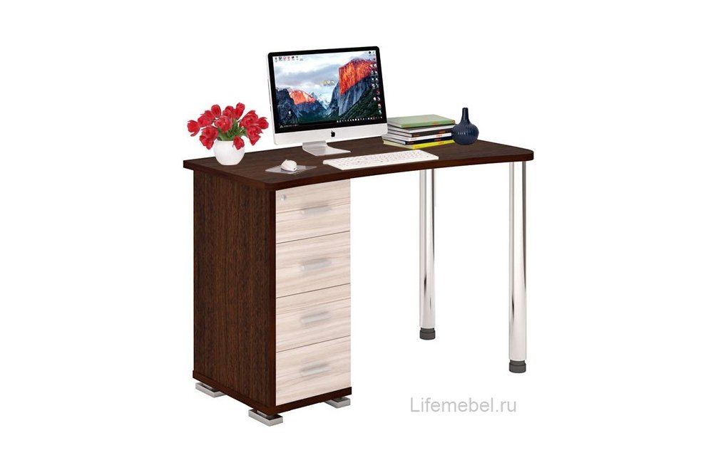 Стол компьютерный Белора-50 правый венге / карамель