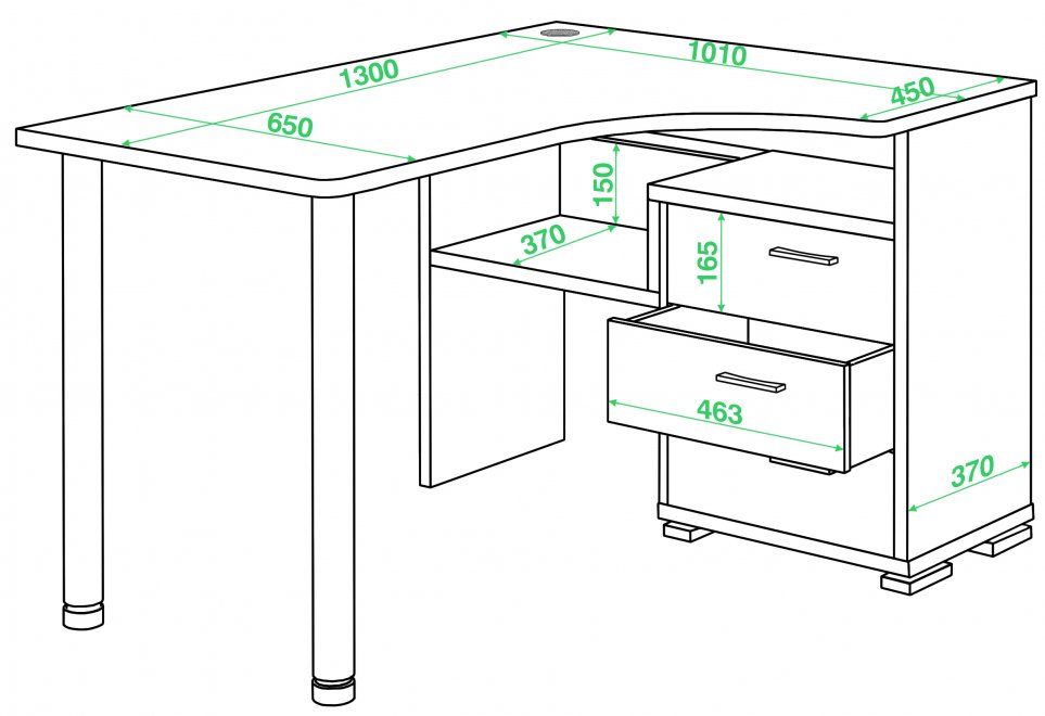 Стол компьютерный СР-132С-130 без надстройки правый белый жемчуг