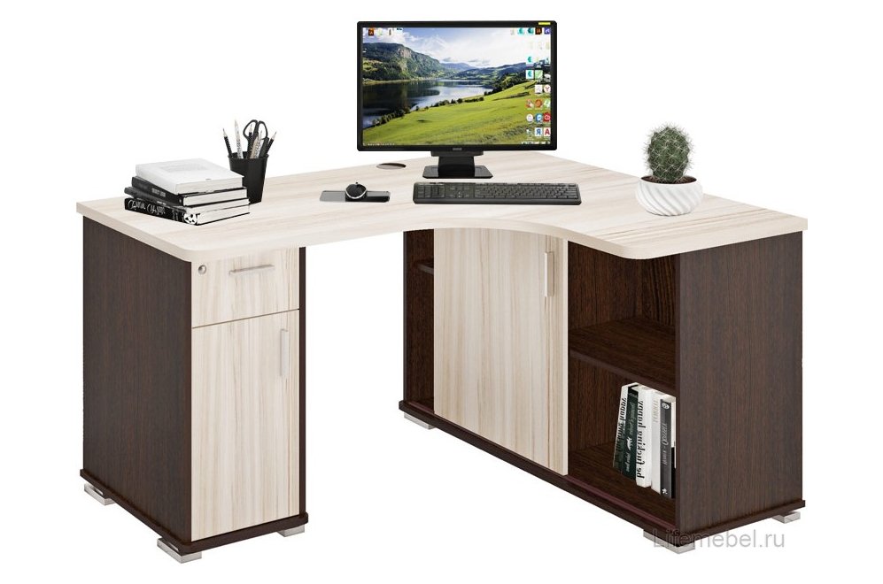 Стол компьютерный Жаспера-140М правый венге / карамель / венге
