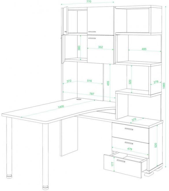 Стол компьютерный Жаспера-500М / 140 правый нельсон / белый жемчуг / нельсон