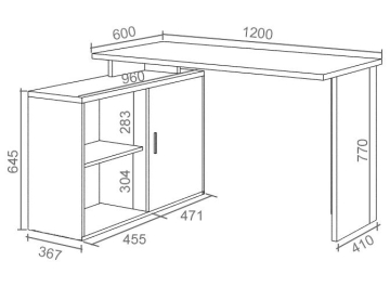 Письменный стол СКЛ-ПРЯМ120+ТБЛ-2 КБЕ