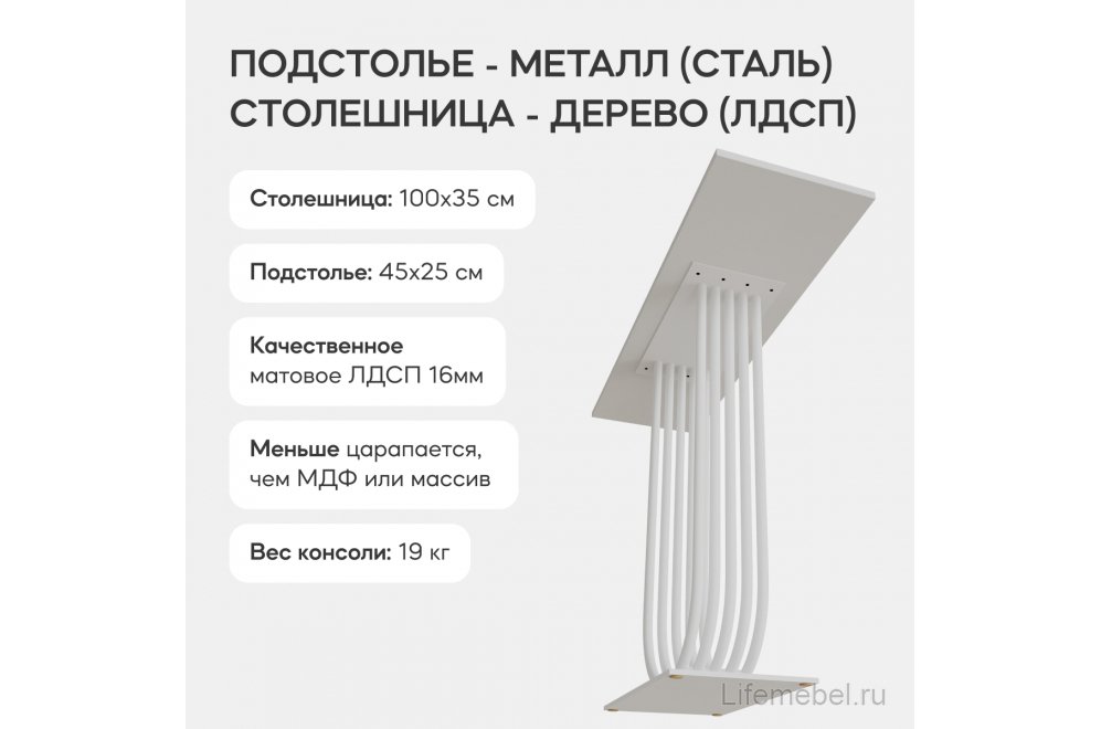 Консольный столик Arfeo 35x80x100 белый металл