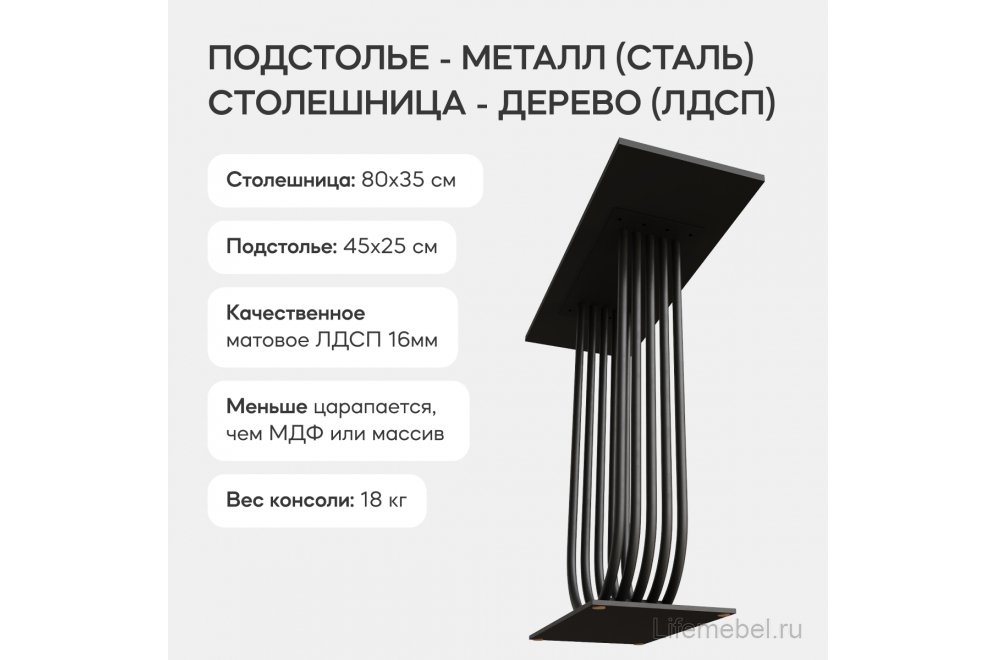 Консольный столик Arfeo 35x80x80 черный металл