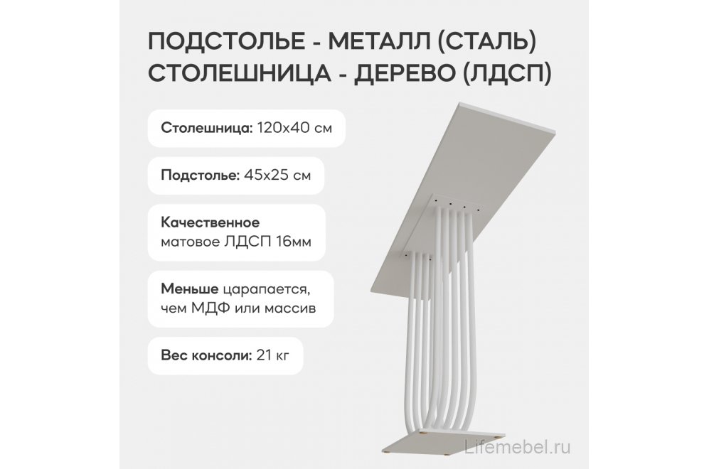 Консольный столик Arfeo 40x80x120 белый металл